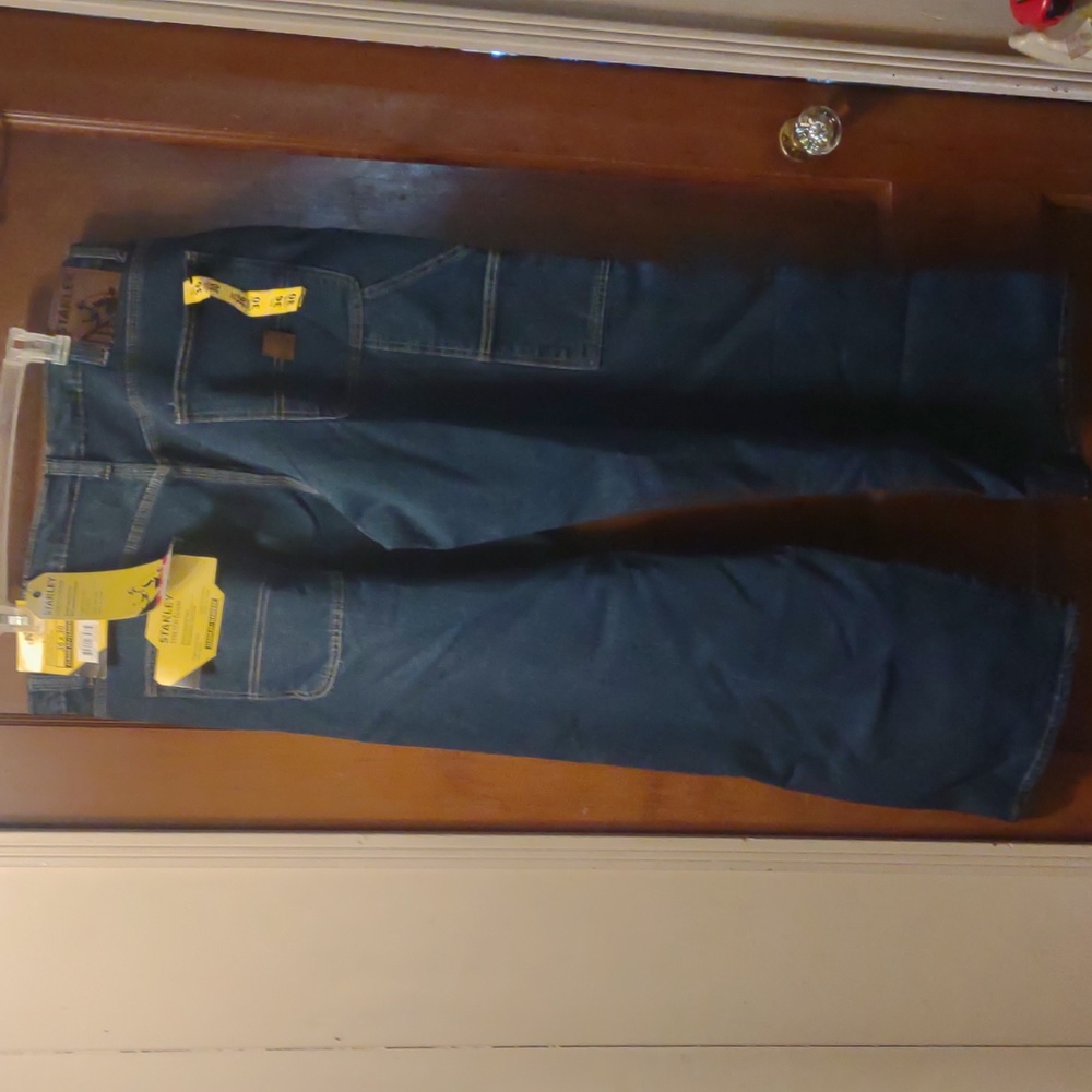 Stanley stretch denim carpenter pants Jeans utility pockets rugged workwear soft